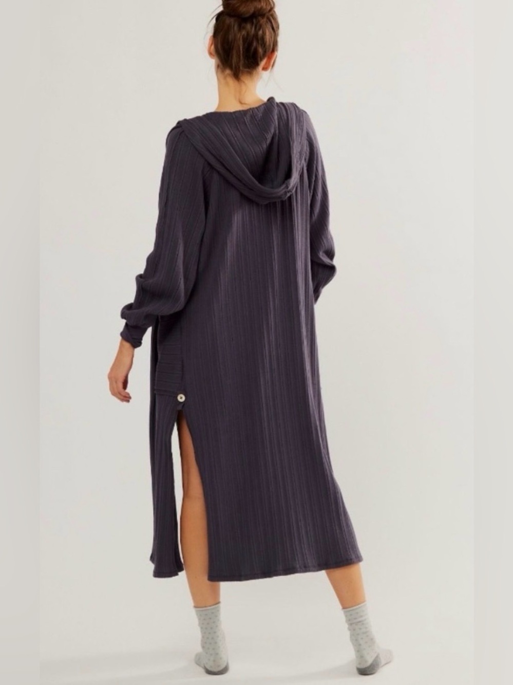 Free people good feels maxi ribbed long cardigan duster size medium gray
